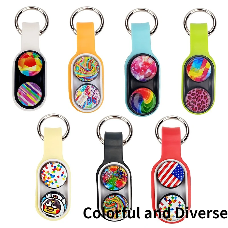 Hand Rotary Spinner Fingers Magnetic Buckles Fidget Anti-Stress Toys Elastic Colorful Decompression for Relieve Stress Anxiety