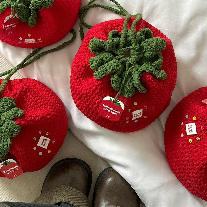 Hand Knitted Large Capaci ato aped Crochet Crossbody Bag DIY Yarn Material Kit for Best Friend Gift