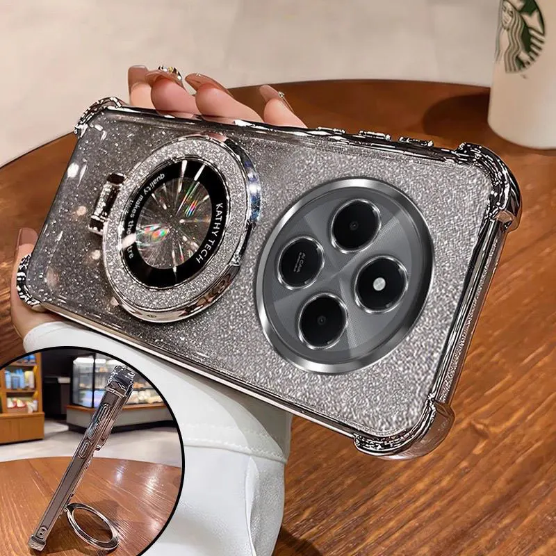 

Magnetic Bracket Redmi 14C 4G Case,Luxury Stand Holder Case For Xiaomi Redmi 14C 13C 12C Shockproof Cover Redmi14C Women gift