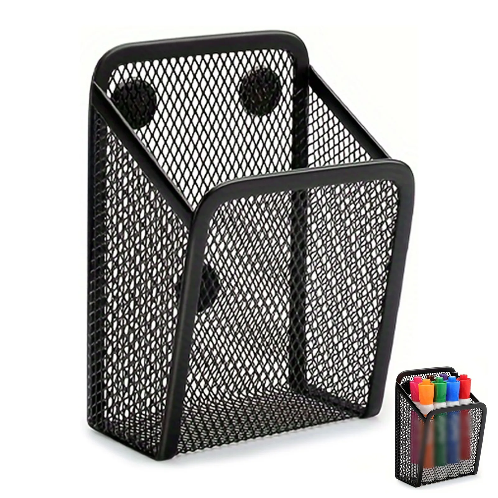 Wall Hanging Magnetic Storage Basket Pen Holder Easy To Install Pencil Organizer Small Items Basket For School Work Desktop