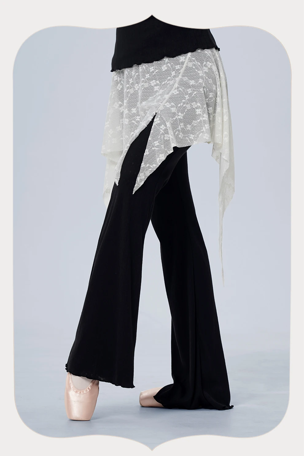 Frauen Gestrickte Tanz Ausgestelltes Hosen Ballett Tanz Hosen Gefälschte Zwei Stück Tanz Hosen Klassische Tanzen Praxis Boot-cut Hosen – Detail 5