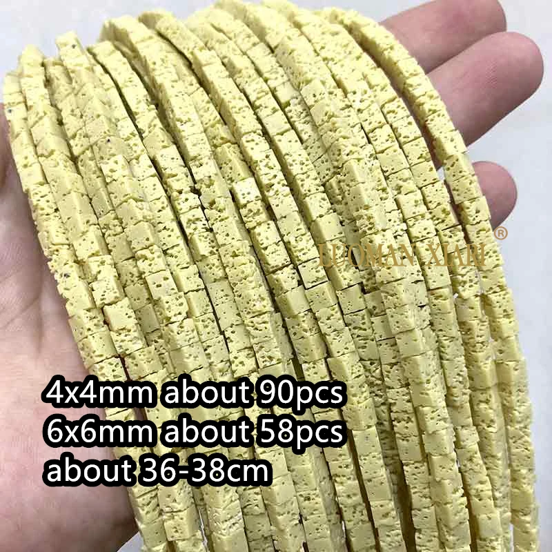 4X4Mm 6X6Mm Kubus Vulkanische Lava Natuursteen Roze Zwart Groen Vierkant Spacer Kralen Voor Sieraden Maken Diy Armband Accessoires