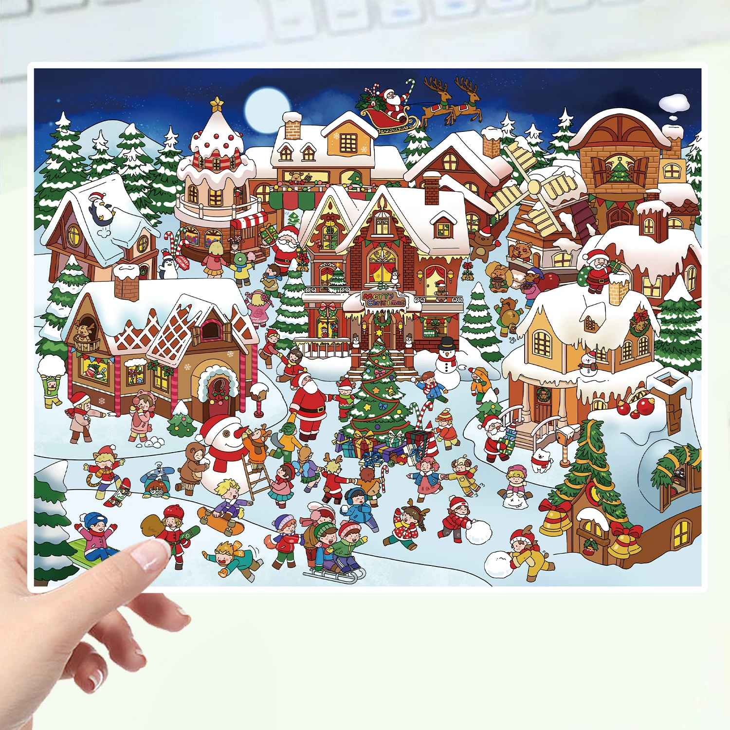 Fun World Stereoscopische Miniatuur PET Grote Scenografie Stickers DIY Handboek Plakboek Fotolijst Notebook Kerstdecoratie