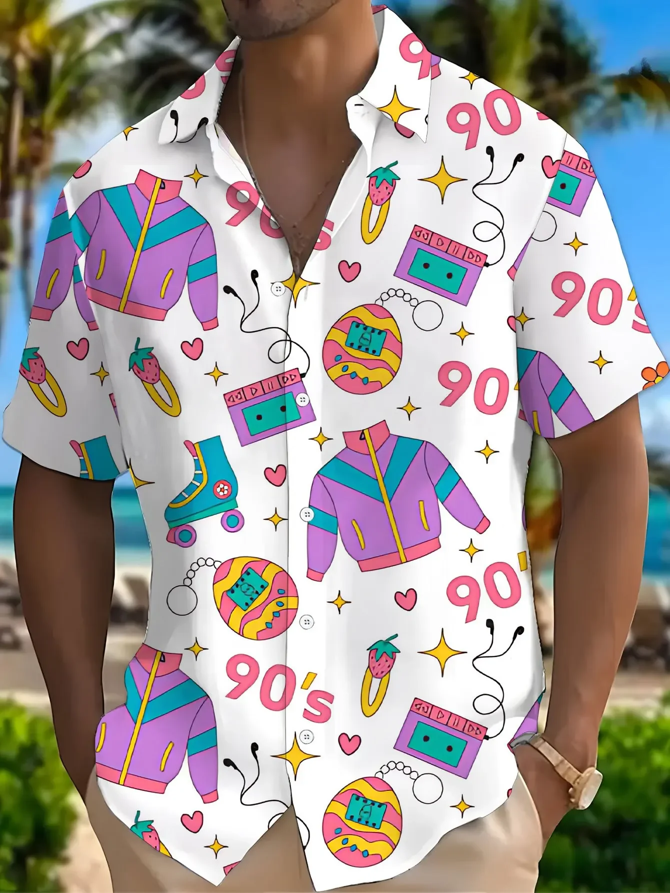 Summer Lightweight Hawaiian Shirt Men CasualMan Women Short Sleeve Fashion Print Breathable Beach Vacation Tops