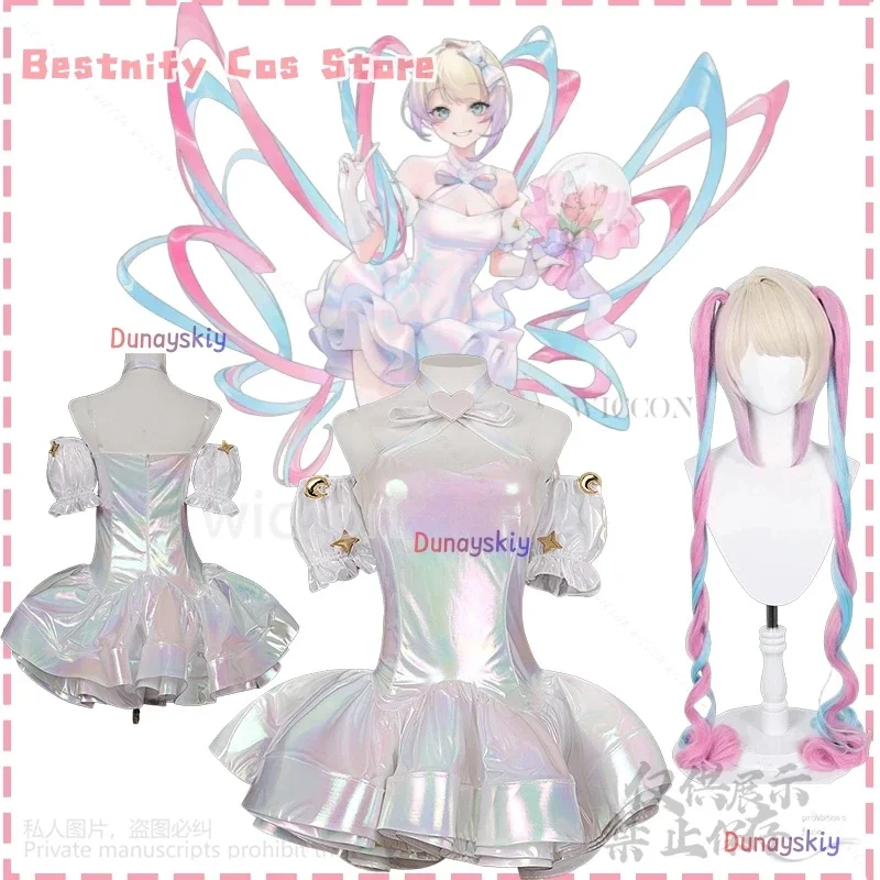 

CosplayGame NEEDY GIRL OVERDOSE 코스프레 Ngo KAngel Anime Costume Jirai Kei Girls Kawaii White Laser Lolita Cake Dress Wigs Customiz