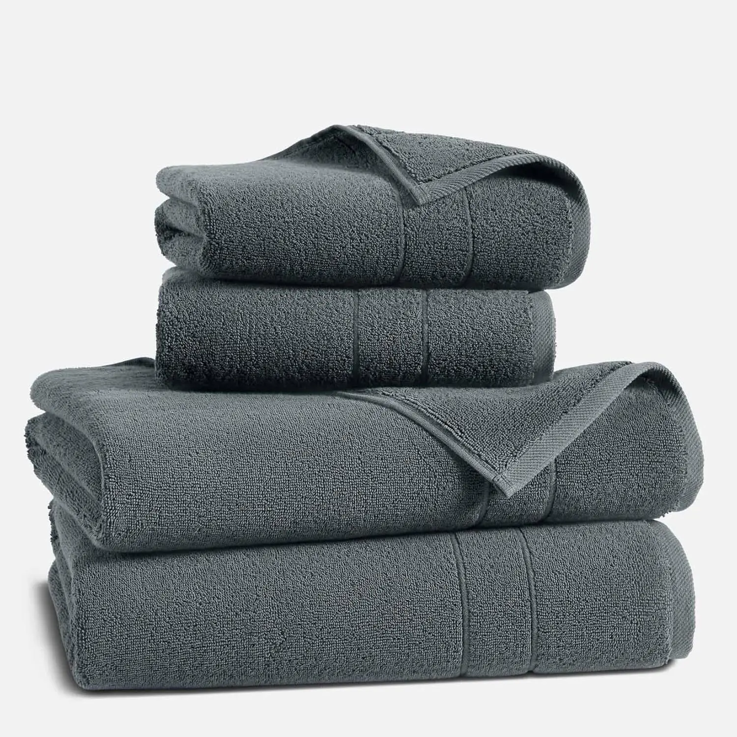 Super-Plush Turkish Cotton Bath Towel Set - Set of 2 Bath Towels + 2 Hand Towels Slate Grey 100% Cotton | Best Luxury Spa Towels