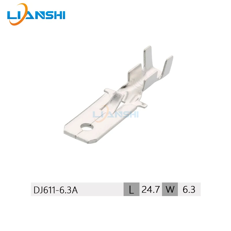 100pcs 6.3 Square insert car battery car terminal copper tinned DJ611-6.3A