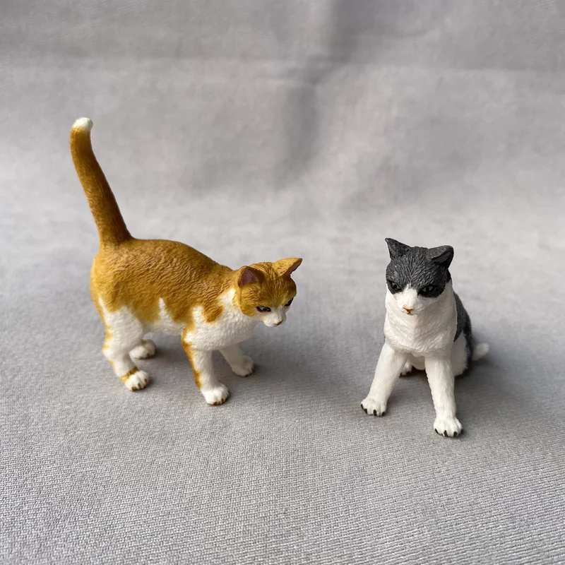 Bandai-Figurines d'action pour animaux de compagnie japonais, jouets de simulation de ferme, chaton orange, chaton noir et blanc, modèle à l'échelle véritable, quelque part