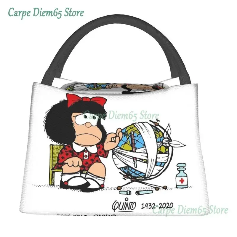 Quino Comics Mafalda Insulated Lunch Tote Bag for Women Cartoon Manga Portable Cooler Thermal Food Lunch Box Hospital Office