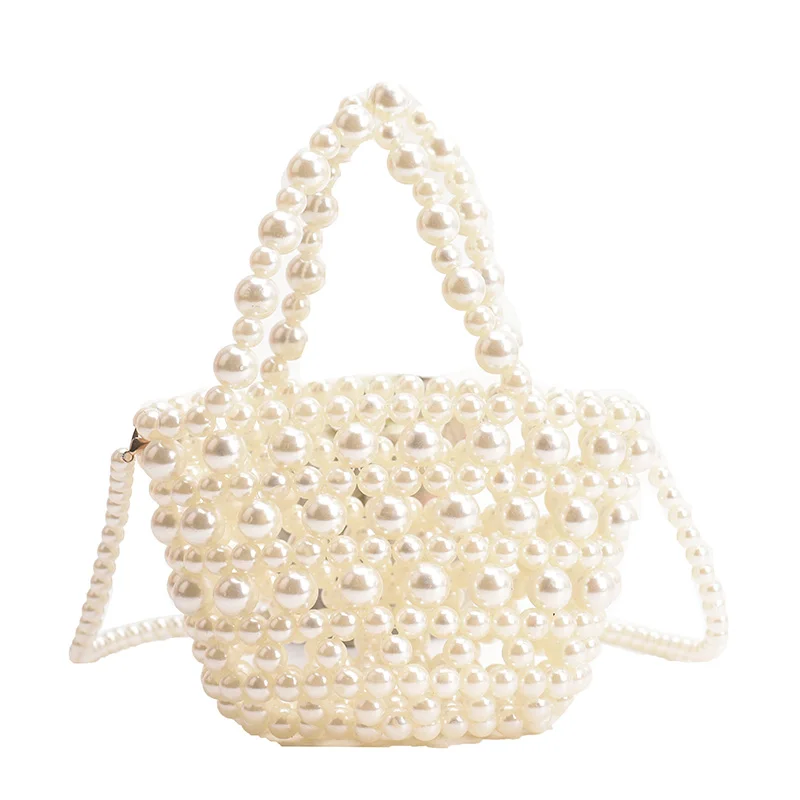 Beaded Pearl Solid Personality Hand Bags Bucket Fashion Shoulder Bags 2024 Hot Sale Crossbody Bag for Women Bolso De Mujer