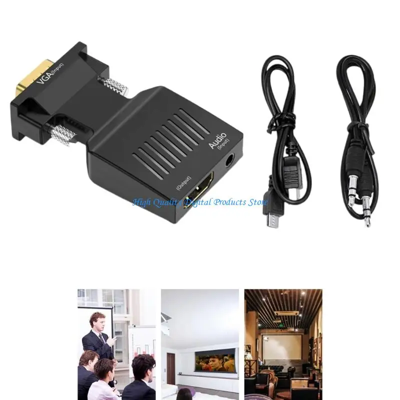 U2JE HDTV naar VGA Adapter Converters Uitgang Computerset Topbox Connector Dongle voor laptop PC Monitors Projectoren 3,5 mm