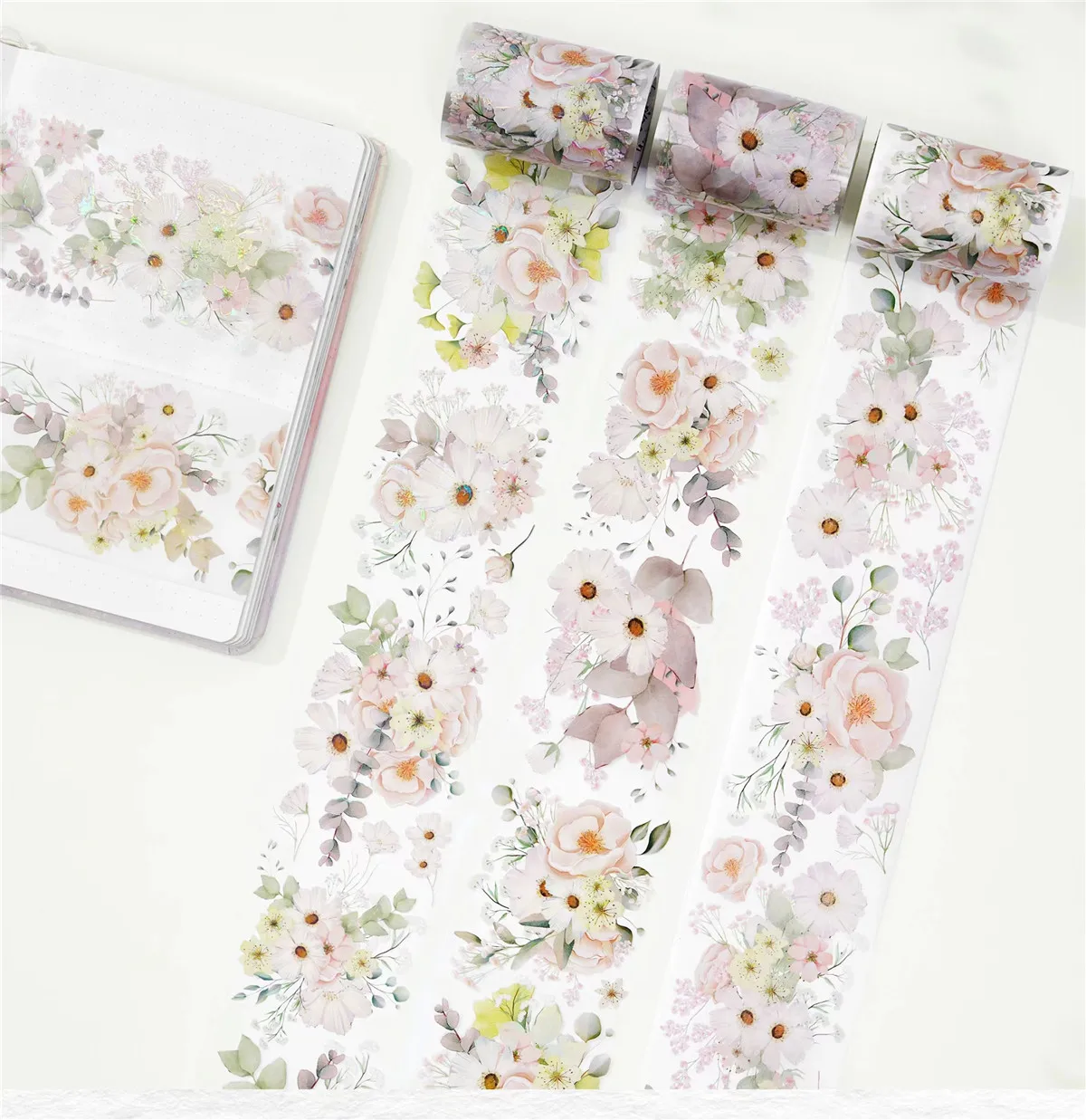 WT Studio Vintage Flower Branch Shadow Floral Moon Star Washi PET Tape for Card Making DIY Scrapbooking Plan Decorative Sticker