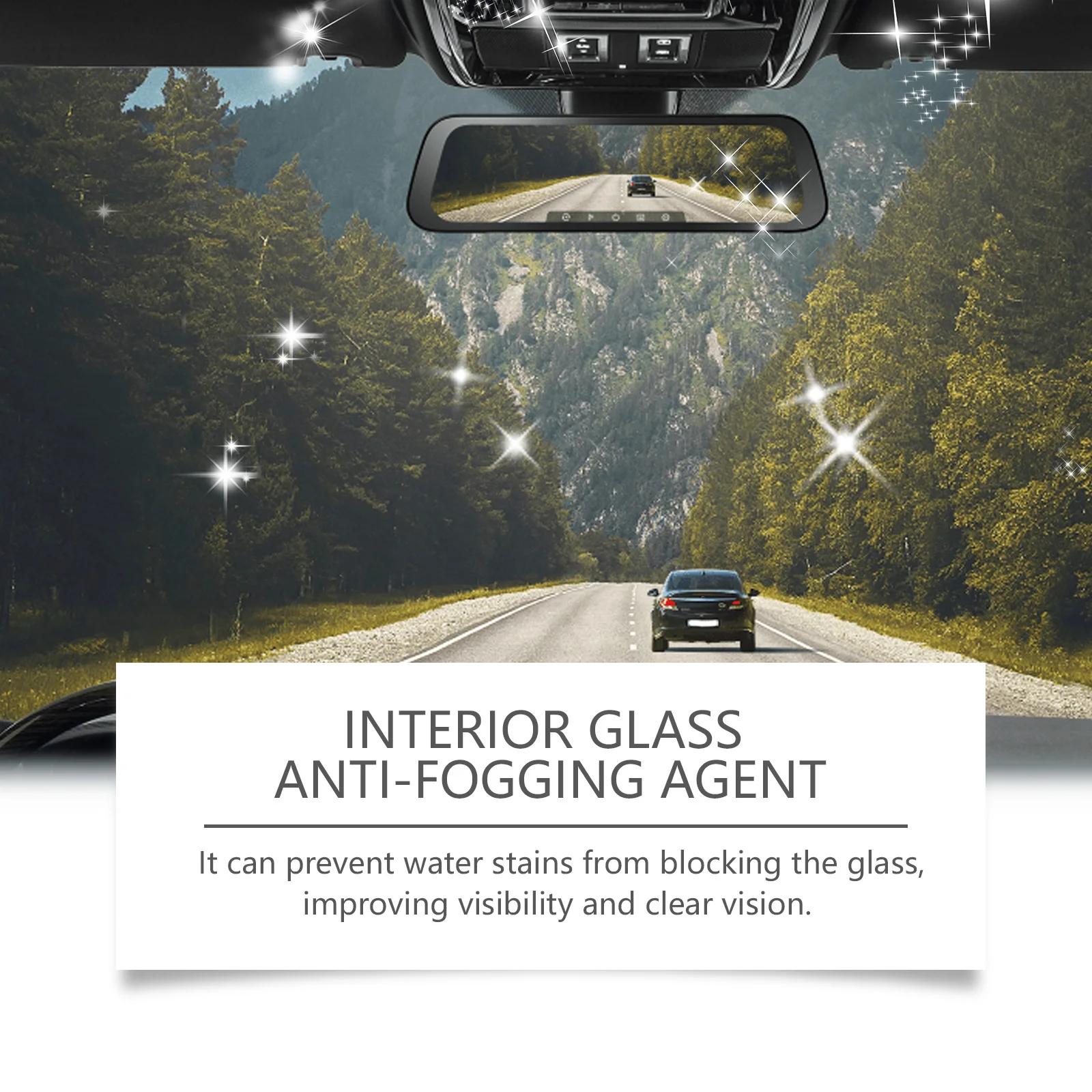 Interior Glass Anti-Fog Spray - Automotive Glass Anti-Fog Solution for Windshields & Windows, Cleans & Enhances Shine
