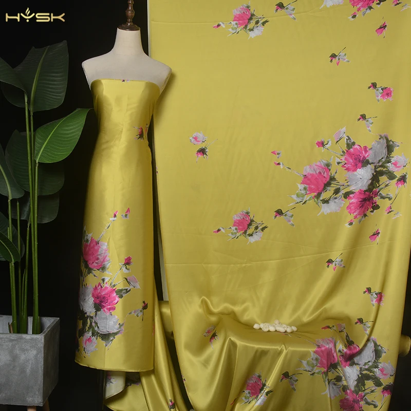 HYSK 100% чистый шелк Tuto Shako Atlas цифровая вегетарианская органическая элегантная дизайнерская ткань идеально подходит д...