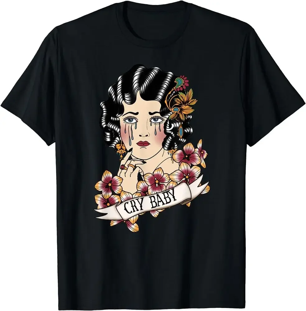 

NEW Cry Baby American Traditional, Old School Lady Tattoo T-Shirt Tees Y2K tops Unisex Summer Short Sleeve