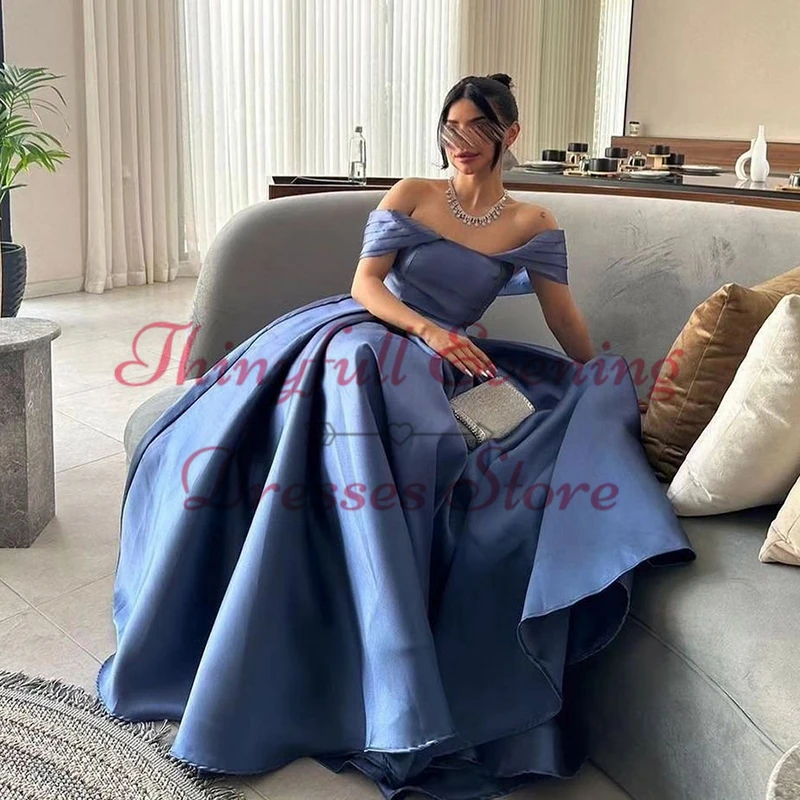 Thinyfull 2025 A-Line Prom Evening Dresses Saudi Arabia Beadings Satin Party Dress Formal Night Cocktail Prom Gowns Custom Size