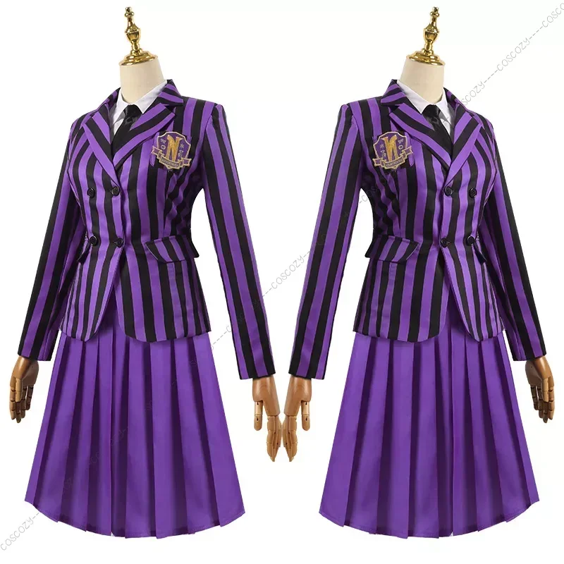 3 Colors Wednesday Addams Cosplay Costume Schoolgirl High School Uniforms Halloween Gift Girls Woman Carnival Party Skirt Suit