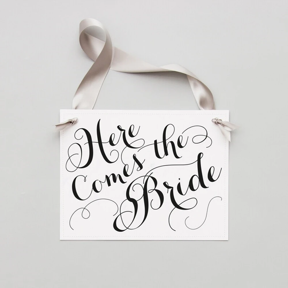 Here Comes The Bride Sign Wedding Sign Ring Bearer Flower Girl Banner Ceremony Decor 1988