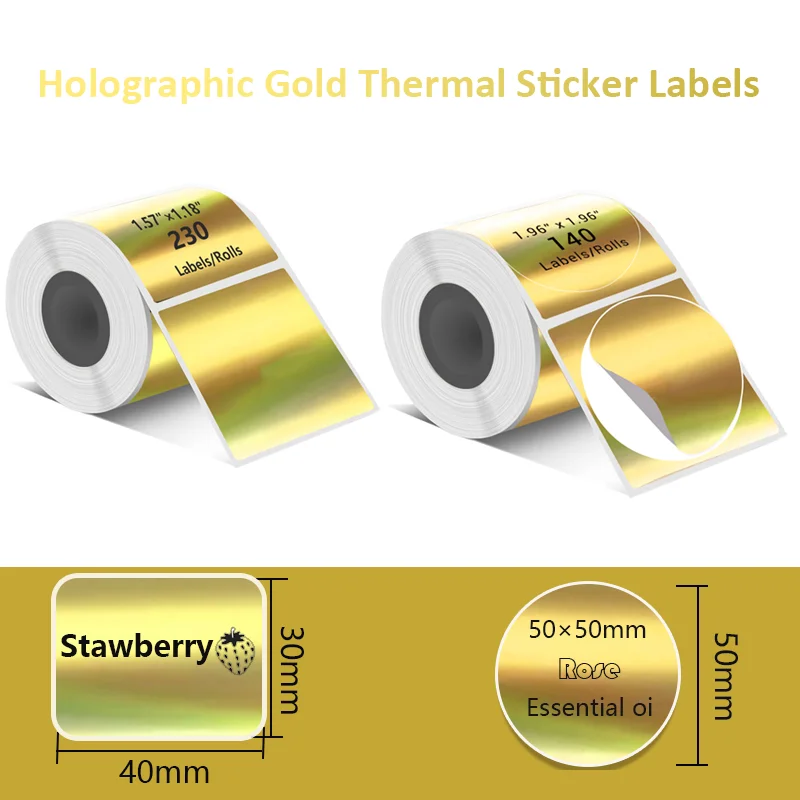Professional Gold Thermal Stickers - Waterproof Laser Printer Labels for High-End Packaging