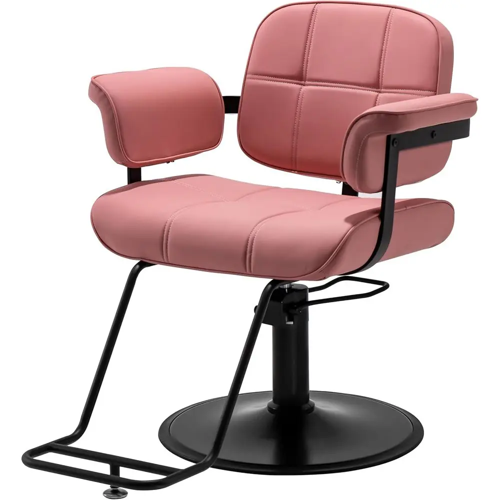 

Extra Wide Luxury Barber Chair with 360° Swivel, Adjustable Height, and Heavy Duty Pump, Ideal for Salons and Barbershops, Pink