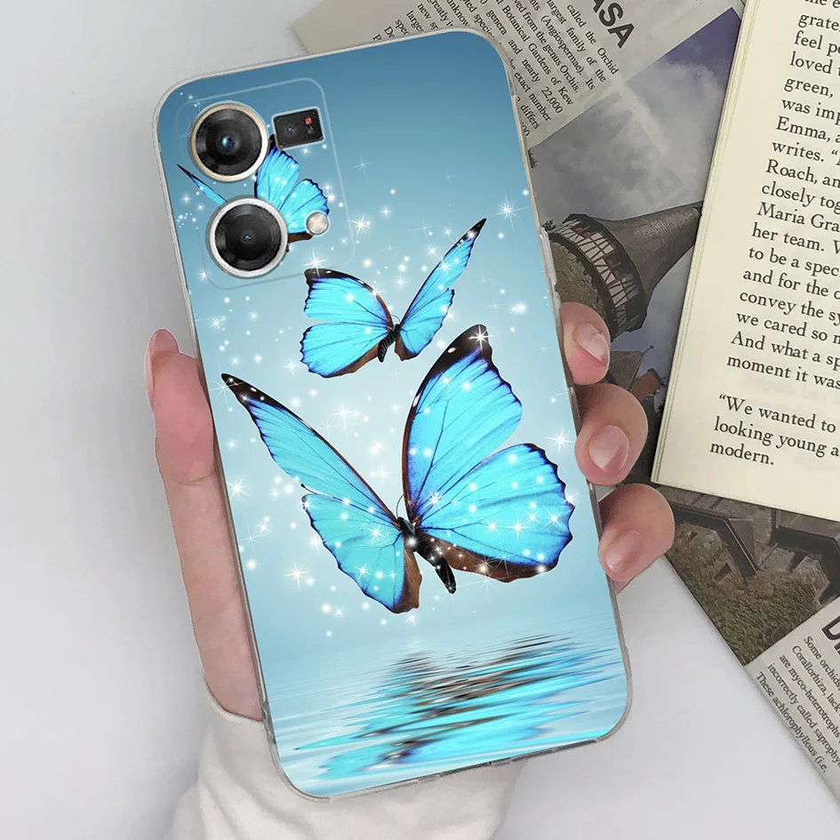 حافظة هاتف متوافقة مع Oppo Reno7 F21 Pro 4G حافظة من السيليكون واضحة ضد الصدمات حافظة جميلة للبنات توليب قوس قزح For Oppo F 21 Pro Reno 7 Funda #3