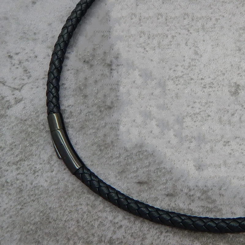 3mm 4mm 5mm Handmade Braided Cowhide Choker Necklace Leather Necklace Cord Stainless Steel Clasp Male Women Jewelry 70cm 80cm