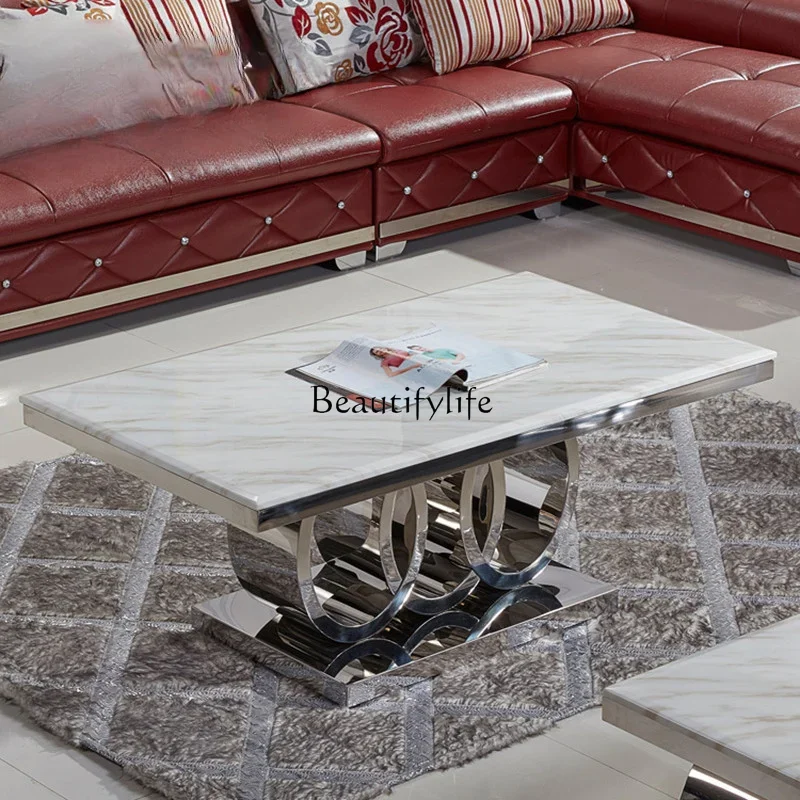 

Light luxury European postmodern marble square coffee table living room simple designer coffee table