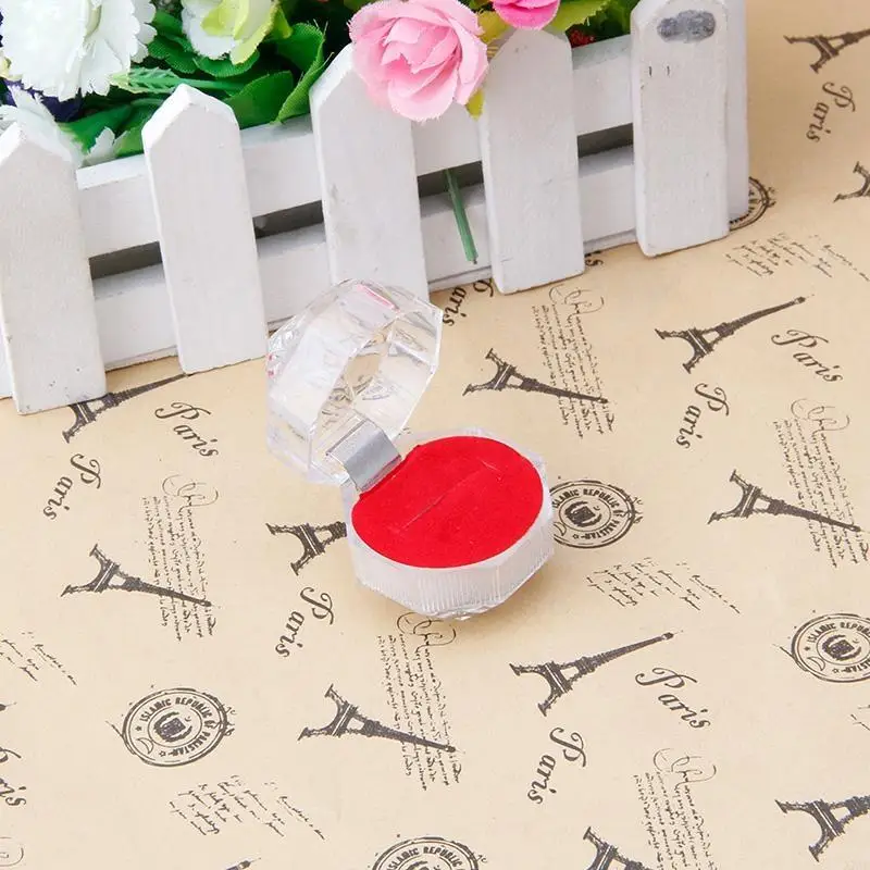 صندوق تخزين حلقات مثمنة صناديق حلقية أكريليك لإدراج حلقة مخملية 3 ألوان