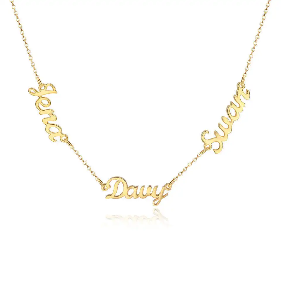 

Custom Multiple Names Necklace for Women Personalized Family Name Gold Plated Stainless Steel Nameplate Jewelry Necklaces