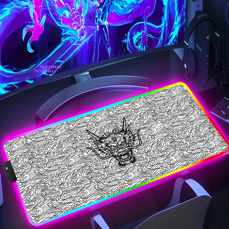 

Большой игровой коврик для мыши Dragon смеситель RGB светодиодный подсветка Большой размер Коврик для мыши игровая клавиатура Коврик для мыши и...
