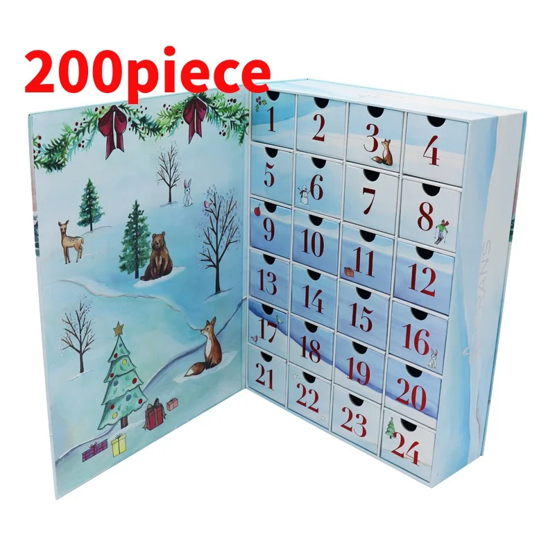 20 0piece.Custom.Customization Iridescent Paper Magnetic Closed Advent Calendar Packaging Box With 24 Drawers