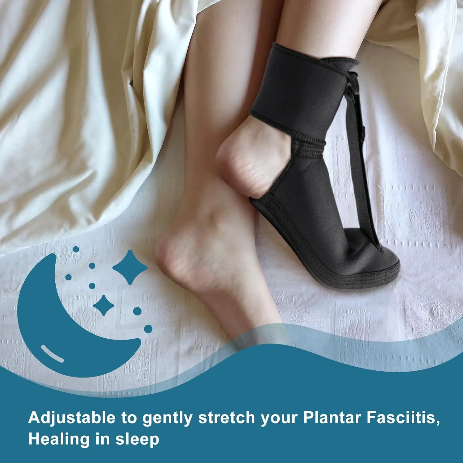 BraceAbility Plantar Fasciitis Night Splint Sock-Soft Plantar Fascia Brace for Sleeping Achilles Tendonitis Foot Drop Heel Pain