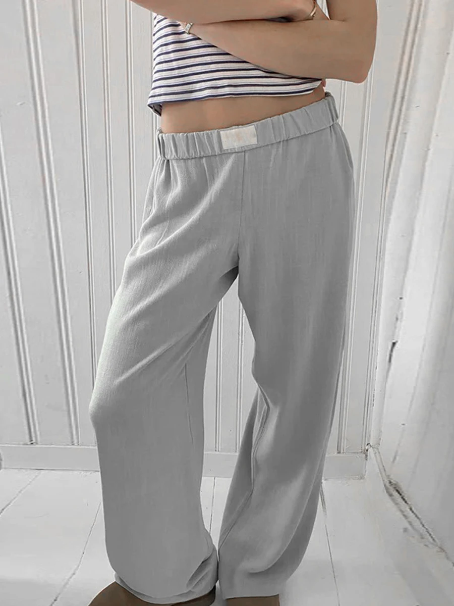 Women'S Casual Straight Leg Pants  Elastic Waist Solid Color Loose Pants  Casual Pants, Daily Street Fashion Clothing