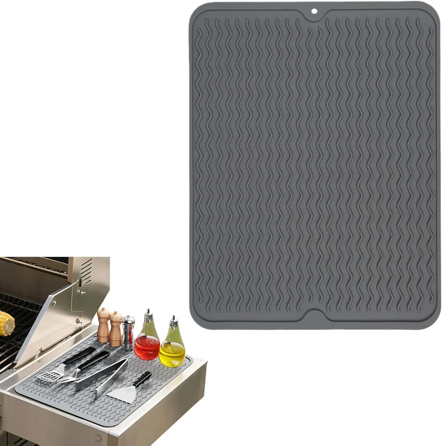 Silicone Grill Side Shelf Tool Mat Griddle Accessories Tray BBQ Heat Resistant Spatula Mat Outdoor Kitchen Countertop Cooking