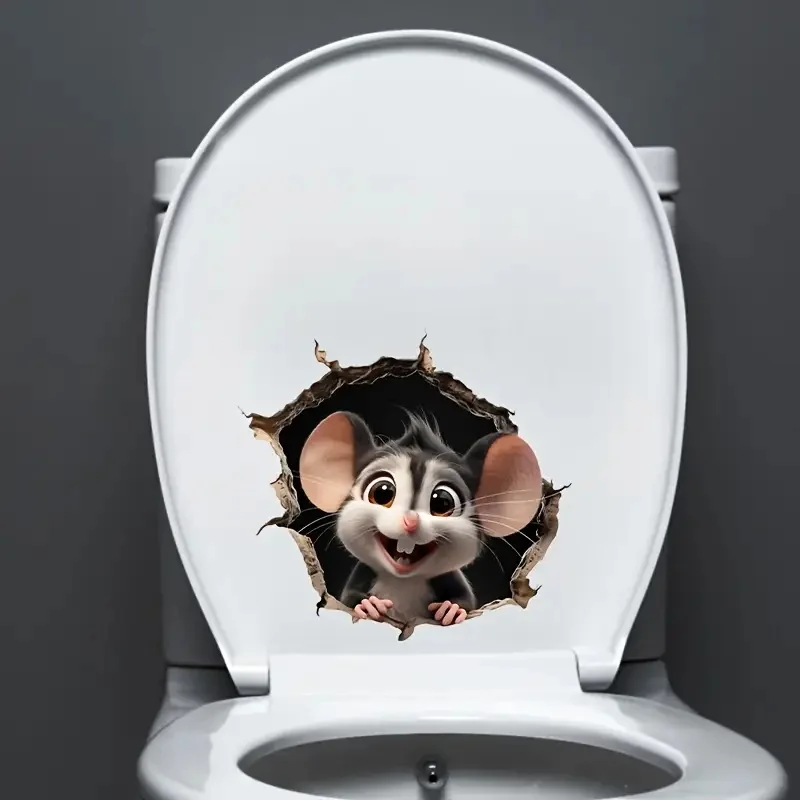 Mouse Hole 3D Wall Stickers, Bright Wall for Home, Cabinet, Door,Refrigerator Toilet Decoration, Vinyl Decals, Art Wallpaper,