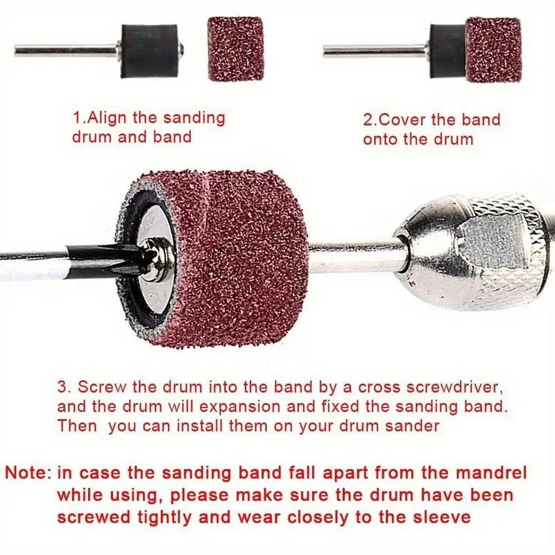 384 Pcs/Set Rotary Tool Sanding Band Sleeves Accessories for Nail Grinding Mandrels Drum Sander Set Drilling Abrasive