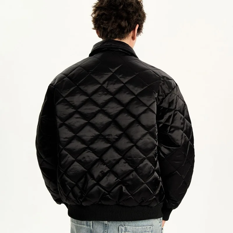 Beading Rhombus Men's Padded Coas American Retro Embroidery Winter Bomber Jackets Women Parkas Fashion Men Winter Clothes Unisex