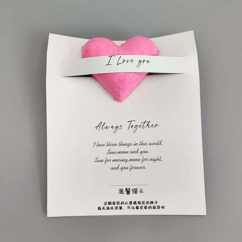 Semillas de papel en forma de corazón rosa, regalo de amor 3D, tarjeta de papel plantable, regalo de amante, tarjeta de invitación de boda