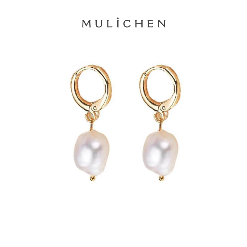 

MULICHEN 8-9mm Shaped Baroque Freshwater Pearl Drop Earrings Simple And Elegant Earrings For Friends Gifts Wholesale