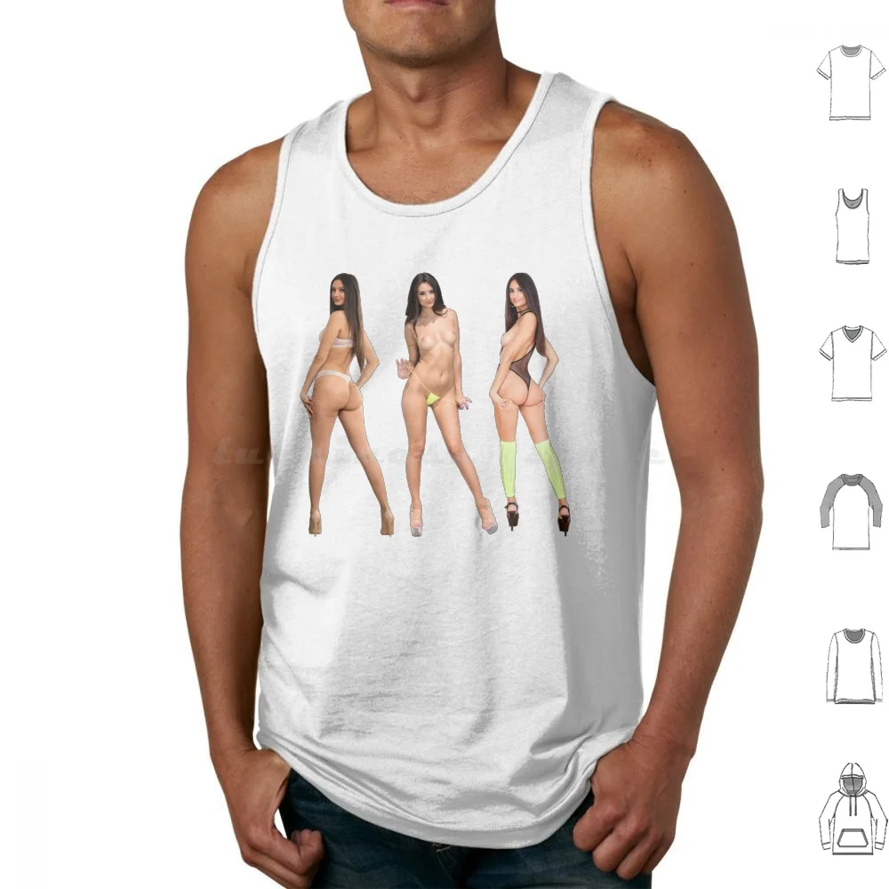 Eliza Ibarra Sticker Pack Tank Tops Vest Sleeveless Eliza Ibarra Petite Brunette Babe High Heels Long Legs Natural Tits Tiny