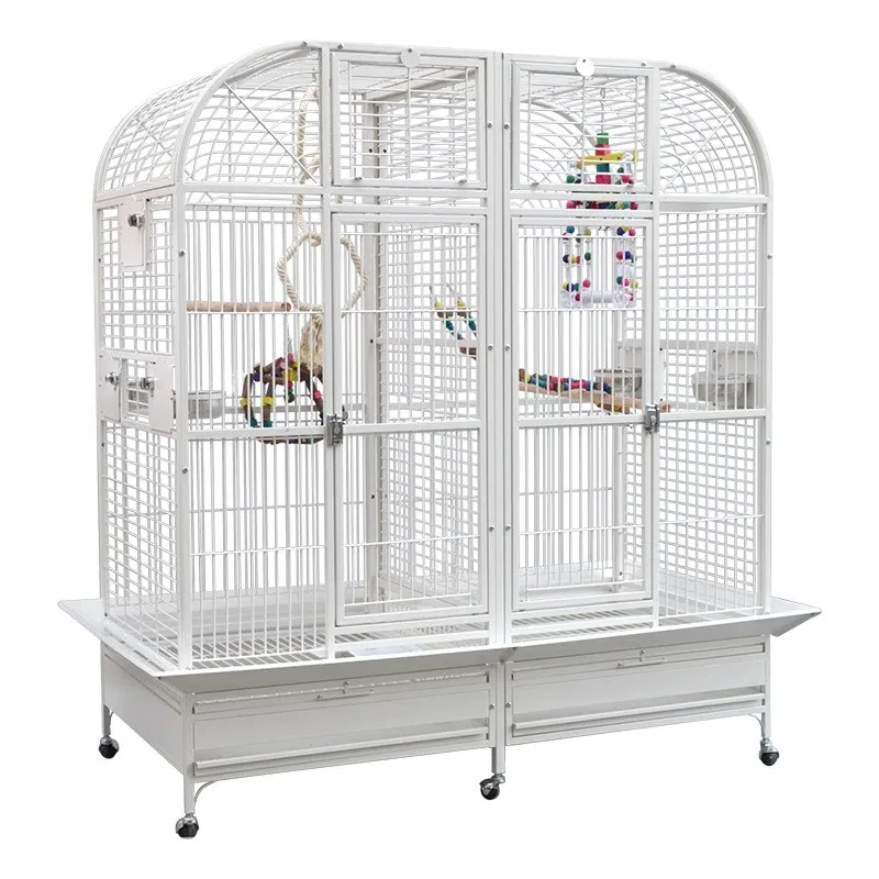 Horizontal Sliding Iron Large Bird Cages Collapsible Easy Shipping Birdcage For Parrot Comfortable Stainless Steel Wire Cage