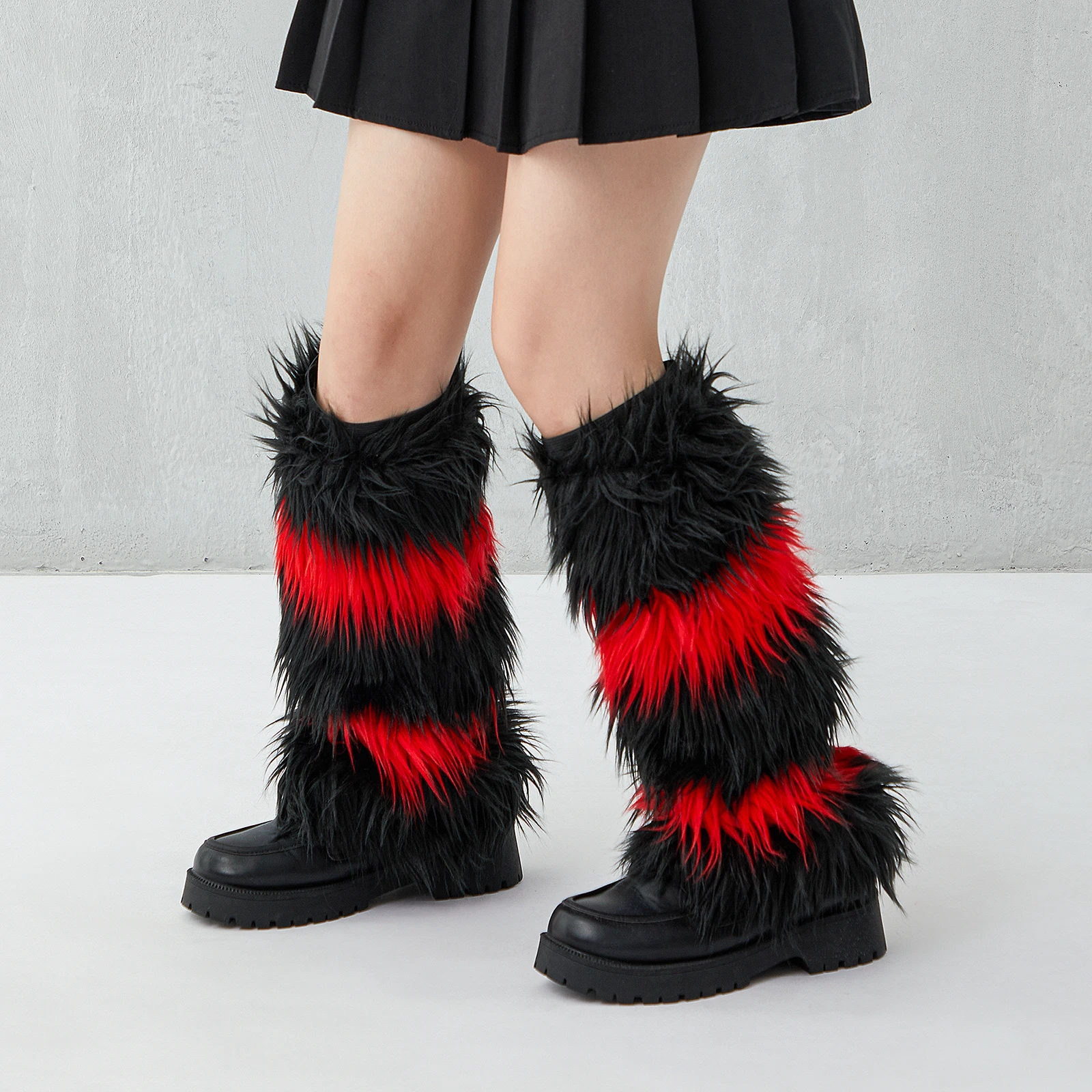 Douhoow Fashion Women Leg Warmers Y2k Ladies Girls Autumn Winter Knee Foot Cover Harajuku Fur Warm Boots Furry Leg Warmers