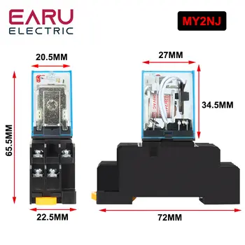 5A MY2NJ MY4NJ Reléová cívka Obecné DPDT Mikro Mini Elektromagnetický Reléový Spínač s Objímkou LED AC 110V 220V DC 12V 24V 10 nejlepší prodej Reléový spínač 220V - №3