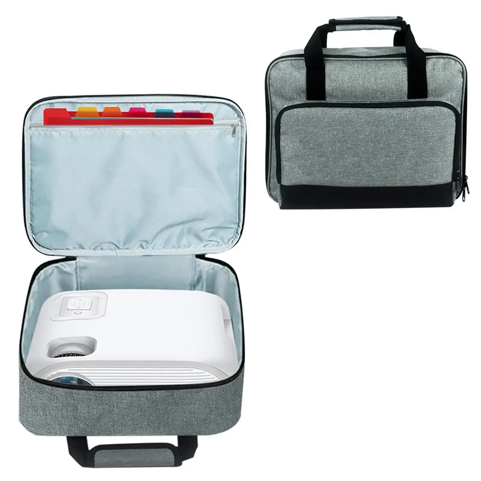 Portable Grey Projector Storage Bag Case Universal Carrying Bag Travel Storage Organizer for Projectors and Accessories