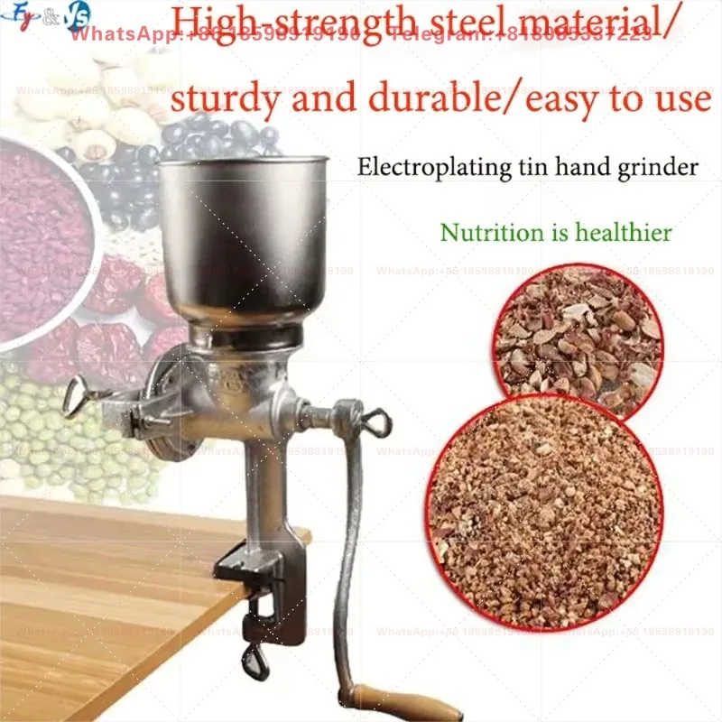 Manual Grain Grinder Stainless Steel, Hand Crank Mill for Corn, Nut, Wheat, Spice, Home Coffee Flour Mill