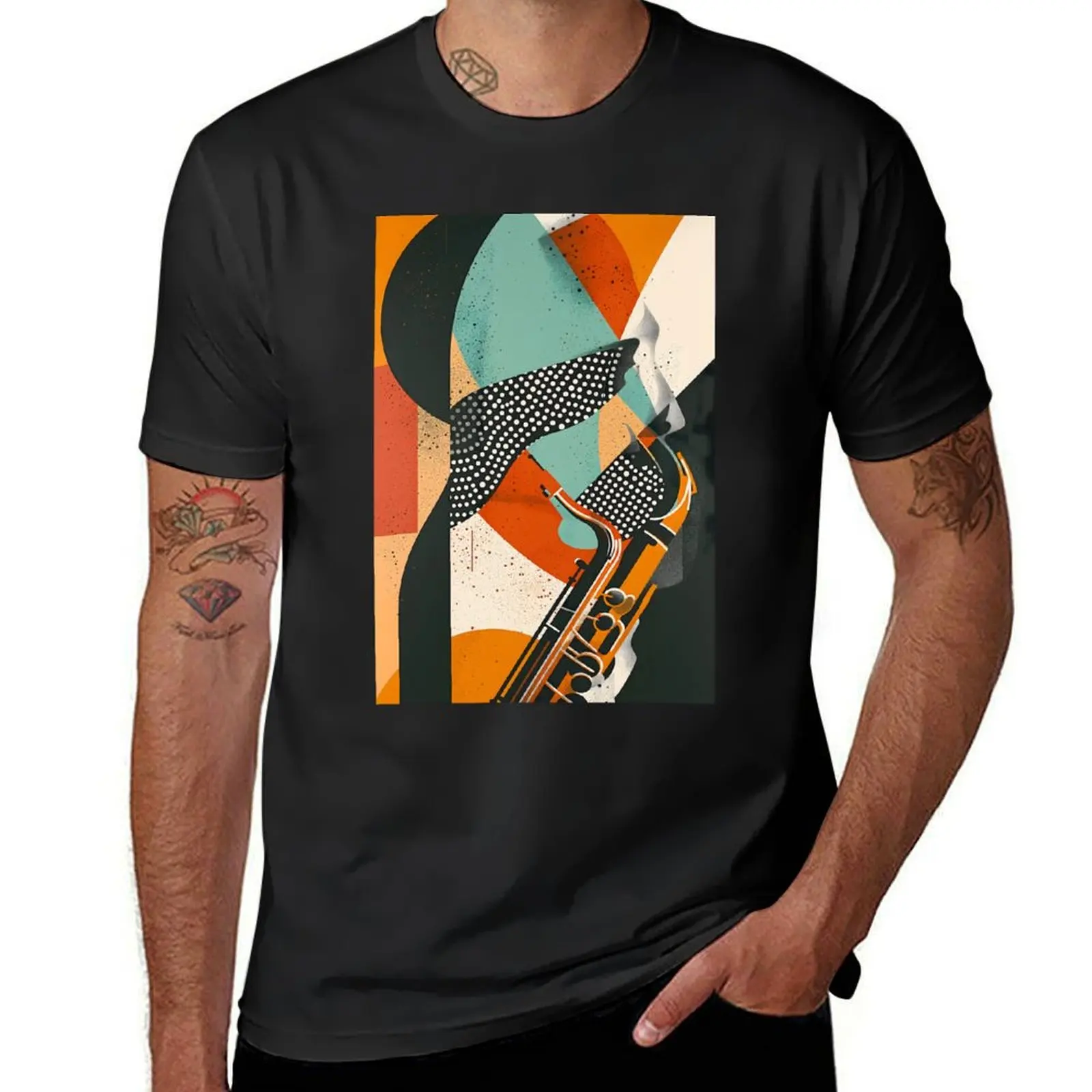 Soulful Symphony - Colorful Abstract Sax Artwork T-Shirt shirts graphic tees cute clothes summer top oversized t shirts for men