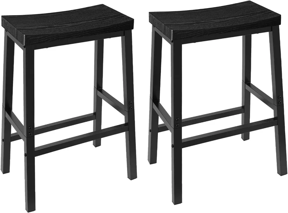 HOOBRO Bar Stools, Set of 2 Bar Chairs, 23.6 Inch Saddle Stools, Kitchen Counter Stools with Footrests, Industrial Stools