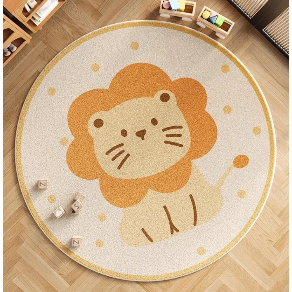 Lion Hairy Nursery Play Mats For Children，Yellow Plush Bedroom Rug For Kids，Animal Fluffy Carpet For Living Room，Soft Foot Mats