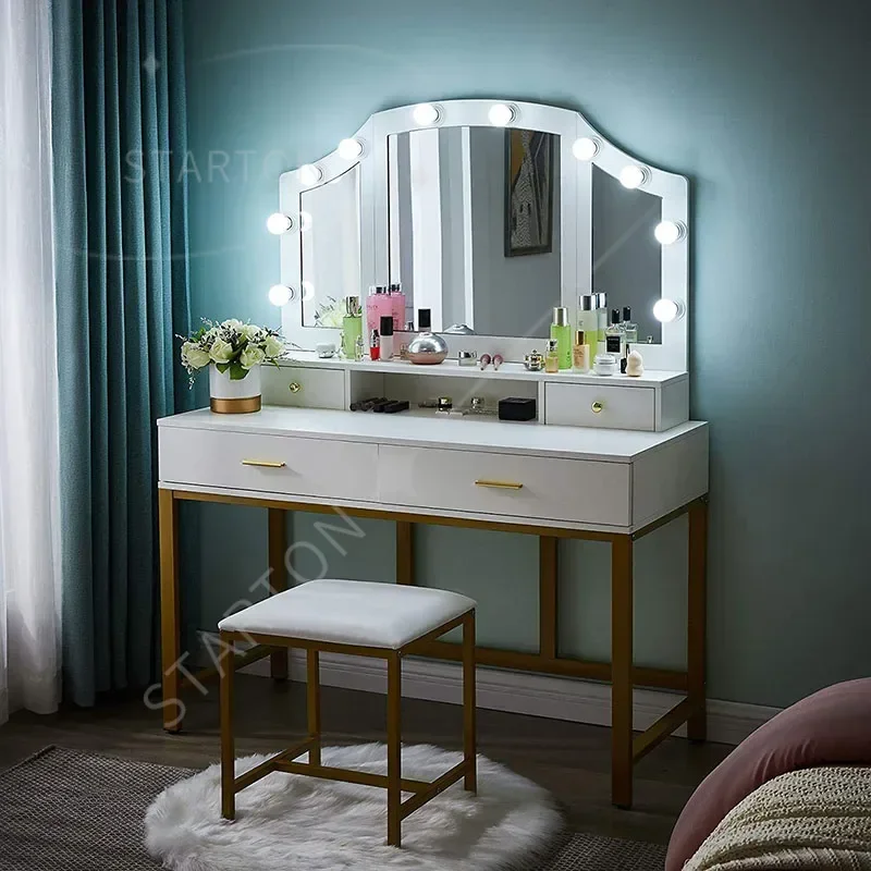 -Hot Sale Vanity Set with Lighted Mirror Makeup Dressing Table Dresser Desk for Wholesaler