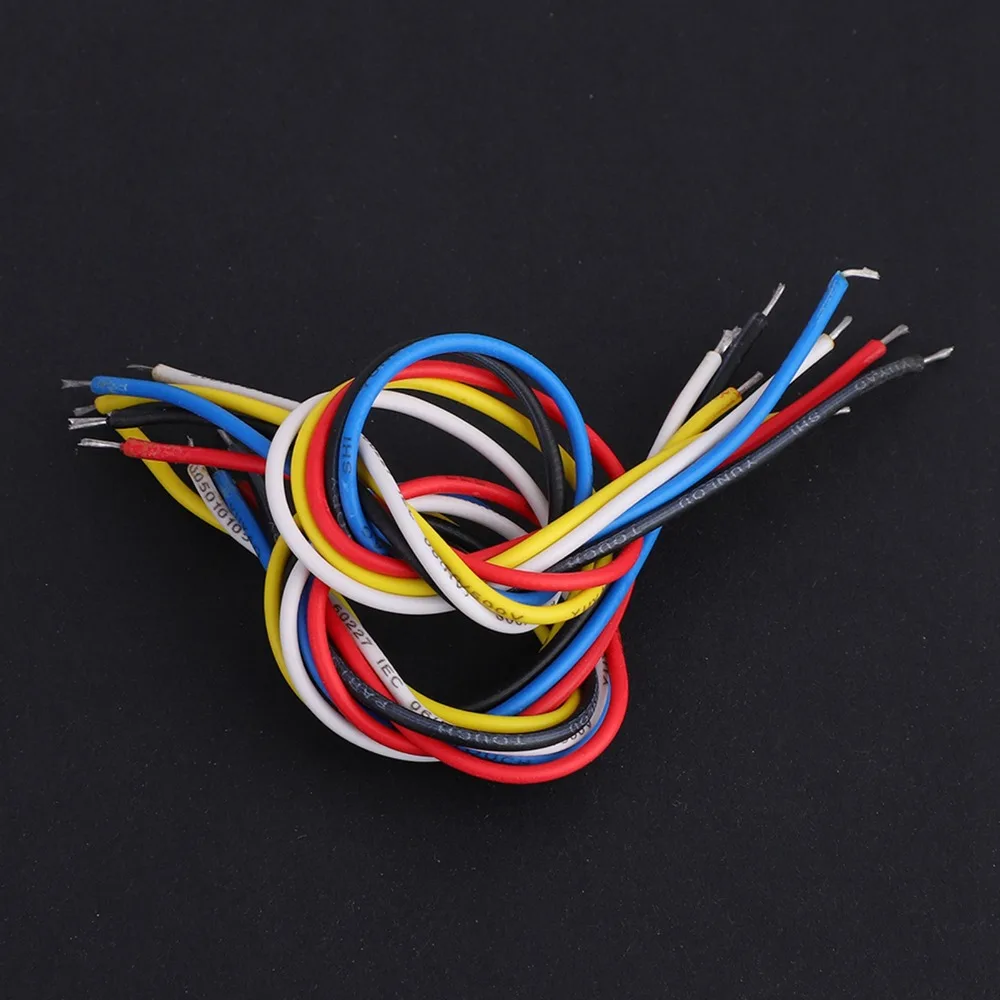 10PCS 19cm Length Guitar Circuit Wire Red, Black, Blue, Yellow, White(Each Color 2Pcs) Plastic + Metal Inner Circuit Wire